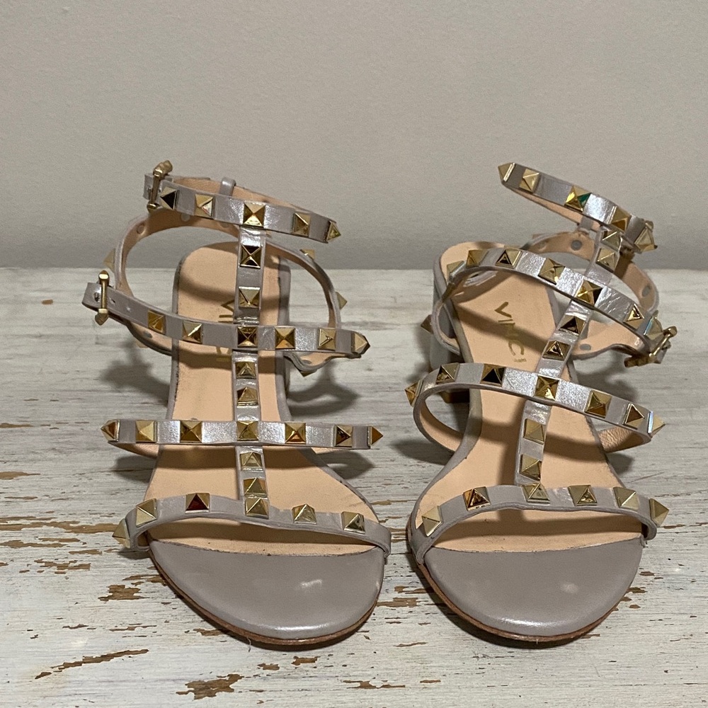 Vince Studded Shiny Taupe Sandals
